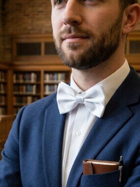 NEW White Satin Look Bow Tie Clip On Adjustable Tuxedo Party Accessory Men Women